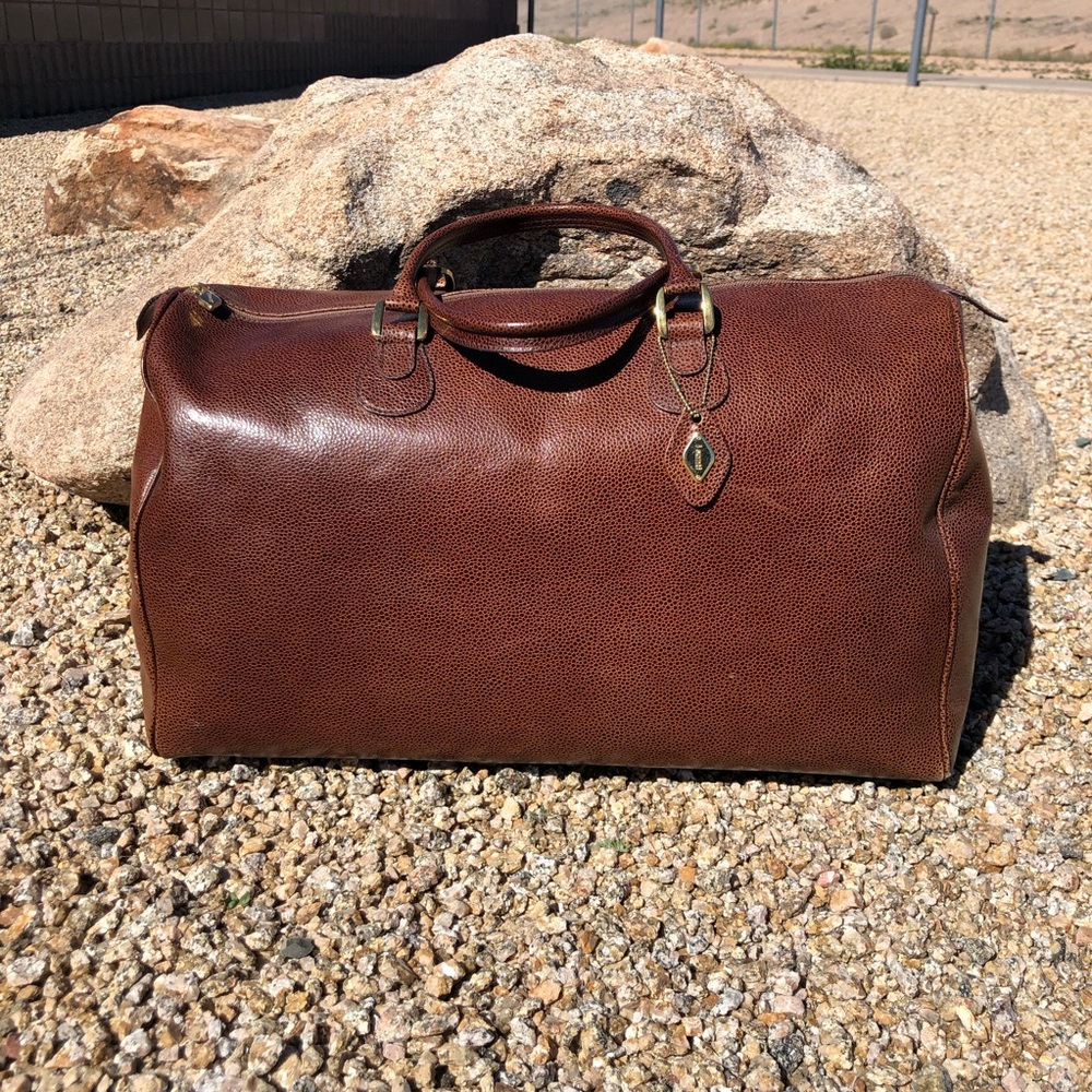 I Santi VTG Pebble Leather Duffel Bag Weekender ๐ผ - Picture 4 of 12